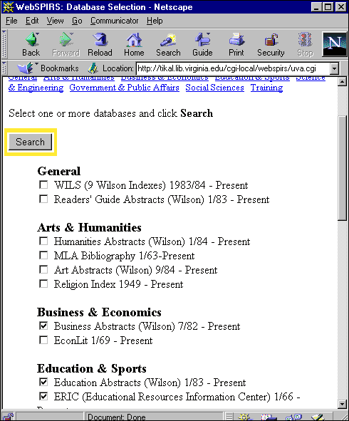 Selecting databases